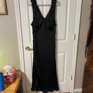 American Eagle Black Satin with Lace Dress